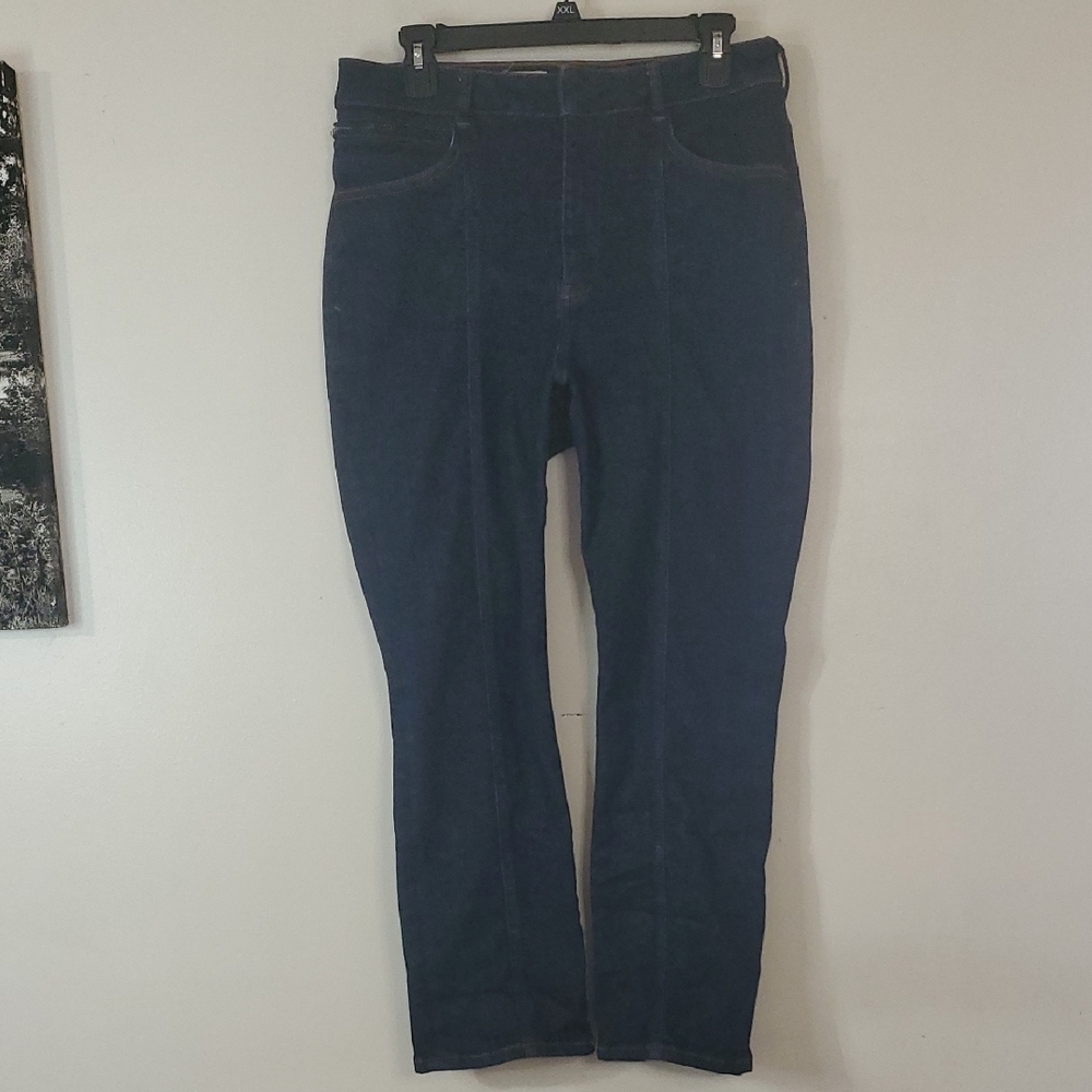 Anthropologie Pilcro Highrise Dark Wash Jeans Size 32 Front Seam Stretch